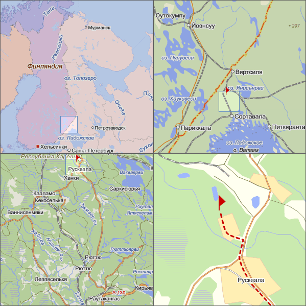 Схема проезда к горному парку Рускеала